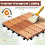 PrimeZone 54 PCS Solid Acacia Wood Interlocking Patio Deck Tiles - 12" x 12" Indoor Outdoor Waterproof Flooring Tiles for Balcony, Backyard, Garden & Poolside, All Weather Use, Natural Wood - Image 7