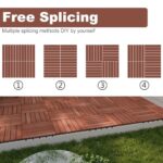PrimeZone 27 PCS Solid Acacia Wood Interlocking Deck Tiles - 12" x 12" Waterproof Indoor Outdoor Patio Flooring Decking Tiles for Balcony, Backyard & Poolside, All Weather Use, Brown - Image 6