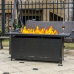 EcoNook 57 inch Propane Fire Pit Table,50000 BTU Gas Fire Pits Table with Lid & Lava Rock & Waterproof Cover, Outdoor Propane Firepit for Dining or Party, Outside, Patio, Garden, Yard