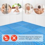 MYFAMIREA Modular Interlocking Cushion 12 Pack 11.8" x 11.8" Rubber Floor Tiles Non-Slip Splicing Drainage Mats for Deck, Pool, Shower, Patio, Balcony, Bathroom, Kitchen, Yard (2 Rows Dots, Blue) - Image 6