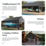 Shintenchi Carport 12' x 20' Heavy Duty Portable Garage, Carport Canopy with Side-Opening Door & Roll-Up Windows, Car Canopy for Truck,Car,Boat,Grey - Image 5