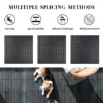44 Pack Interlocking Deck Tiles, 12"x12"x0.8" Plastic Patio Flooring Outdoor Waterproof, All Weather Use for Balcony Porch Backyard Poolside（Dark Grey,Stripe） - Image 5