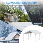 Carport 12x20 Heavy Duty Portable Garage,Galvanized Frame Carport Canopy,Portable Garages and Shelters with 8 Leg&4 Wind Rope,Car Tent Garage with All-Season Tarp for Boat Truck,Without Sidewall - Image 3
