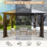 Benass 12x12 Hardtop Gazebo, Heavy Duty Gazebos, Outdoor Canopy Gazebo with Metal Frame, Galvanized Steel Roof, Mosquito Netting, Permanent Metal Pavilion for Patios & Backyards - Image 2
