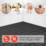 MYFAMIREA Modular Interlocking Cushion 12 Pack 11.8" x 11.8" Rubber Floor Tiles Non-Slip Splicing Drainage Mats for Deck, Pool, Outdoor Shower, Patio, Balcony, Indoor Bathroom, Kitchen, Yard (Black) - Image 6