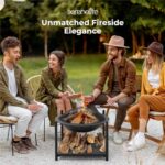 SereneLife 26" Outdoor Wood Fire Pit with BBQ Grill, Mesh Screen, and Wood Storage – Heavy-Duty Steel Frame, Heat-Resistant – Ideal for Bonfires, Camping, and Outdoor Cooking - Image 7