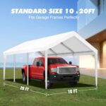 10x20FT Carport Canopy Replacement Cover Heavy Duty Waterproof & UV Protected, All Weather Car Shade Canopy with Ball Bungees (White, 10'x20', Frame is not Included) - Image 2