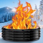 60IN Heavy Duty Fire Pit Ring for Outside - Large Wood Burning Fire Pits&Outdoor Fireplace,High Heat Resistant,12'' Raised,Galvanized Steel Bonfire Pit Portable for Camping,Backyard,Patio