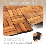 TimberWave Pack of 20 Patio Deck Tiles, Solid Acacia Wood Floor Tiles, Outdoor Interlocking Waterproof All Weather (12"x12" - 12 Slat, Golden Teak) - Image 5
