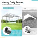 ADVANCE OUTDOOR 10x20 ft Heavy Duty Carport Potable Car Canopy Garage Party Tent Boat Shelter, Adjustable Height from 9.5 ft to 11 ft, White - Image 3