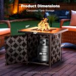 Ciays 32Inch Propane Fire Pit Table, 50,000 BTU Outdoor Gas Fire Pit Table CSA-Certified for Outside Patio with Removable Lid and Lava Rocks, Add Warmth and Ambience to Parties, Backyard, Garden - Image 6