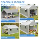 Jocoevol Carport 10x20 ft Heavy Duty with Roll-up Windows, Portable Garage with Removable Sidewalls & Doors, Car Canopy with Sandbags All-Season Tarp for Car Boat Truck Motorcycle - Image 5