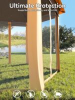 Garvee Pop Up Gazebo Screen Tent,Hexagonal Instant Gazebo Tent with Mosquito Netting Outdoor Canopy,6 Sided Sun Shelter 13x13 ft with Mesh Netting,Pavilion Tents for Patio,Khaki+Beige - Image 6