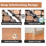 PrimeZone 54 PCS Solid Acacia Wood Interlocking Patio Deck Tiles - 12" x 12" Indoor Outdoor Waterproof Flooring Tiles for Balcony, Backyard, Garden & Poolside, All Weather Use, Natural Wood - Image 4