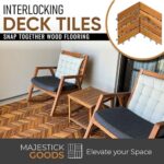 Majestick Goods Interlocking Deck Tiles 12"x8" Herringbone 6 Sq Ft - Acacia Wood Patio Tiles for Outdoor Flooring, Porch & Balcony - Non-Slip Wooden Tile Pavers - Easy to Install, 8 Tiles, 2 Edges - Image 2