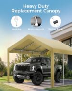 10x20 FT Heavy Duty Carport Replacement Canopy Cover, Durable Waterproof Tarp Shelter Top for Car, Garage, or Outdoor Use, Beige Color with Ball Bungees for Secure Fit - Image 5