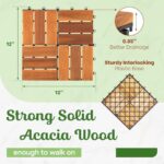 CraftVie 10 PCS Premium Acacia Interlocking Deck Tiles – 12" x 12" Waterproof Hardwood Flooring (Not Fir, Not Plastic) – All-Weather Decking for Patio, Balcony, Garden, Indoor & Outdoor Use - Image 2