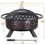 Yaheetech Fire Pit 36in Outdoor Wood Burning Fire Pits Wood Large Fire Bowl for Outside BBQ Bonfire Patio with Mesh Spark Screen, Poker and Rain Cover - Image 7