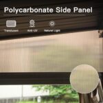 Domi 12x14FT Lean to Gazebo, Hardtop Wall Mounted Gazebo with Sloping Galvanized Steel Roof, Wall Pergola with Aluminum Frame, Curtains and Netting, for Patio, Deck, Garden, Backyard - Image 8