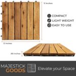 Interlocking Deck Tiles Snap Together Wood Flooring - 12 x 12 Acacia Hardwood Outdoor Flooring for Patio - Click Floor Decking Tile, Water Resistant Balcony Flooring, Wooden Parquet Flooring 24 Sq Ft - Image 6