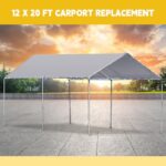 Wesnoy 12 x 20 ft Heavy Duty Canopy Replacement Cover Waterproof Carport Garage Car Shelter Tarp Tent for Car Canopy with 50 Ball Bungees, Only Top Cover, Frame is Not Included - Image 5