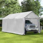 GDY 17 x 10ft Heavy Duty Carport Canopy with Sidewalls Waterproof Garage Car Shelter Enclosed Storage Shed, White - Image 2