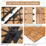 Yaheetech 10pcs Acacia Wood,Interlocking Deck Tiles with Non-Slip Surface,Easy Snap Waterproof Flooring Tiles for Indoor Outdoor,Cracking Resistant Patio Backyard Decor for All Weather Use,Wood - Image 6