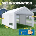 Quictent 10x20 ft Heavy Duty Carport Canopy Galvanized Car Tent Outdoor Garage Boat Shelter with Reinforced Structure with Roll-up Ventilated Windows Sidewall - White - Image 6