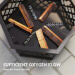 Outsunny 28" Outdoor Fire Pit Grill, Portable Wood Burning Firepit for Outside with Cooking Grate, Fire Poker, Spark Screen Lid, Steel Hexagon Fireplace for Patio Bonfire Backyard BBQ Camping Picnic - Image 6