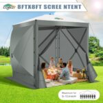 COBIZI Pop Up Gazebo Screen Tent Screen House for Camping, 8FTx8FT Screen Room with Sidewalls and Mosquito Netting, Hub Tent Instant Screened Canopy with Carrying Bag and Ground Stakes, Gray - Image 7
