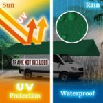 Rutile 10 x 20 FT Carport Replacement Cover, Heavy Duty Car Tarp Canopy Tent Replacement Top w/Ball Bungees Green (Only Top Cover, Frame is not Included) - Image 4