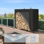 4ft Outdoor Firewood Rack with Cover Combo Set Waterproof for Wood Storage, Adjustable Fire Log Stacker Stand, Heavy Duty Firewood Holder for Fireplace Metal Lumber Storage Carrier Organizer - Image 2