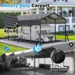 AirWire Carport Canopy 12’X20’ Heavy Duty Car Port Galvanized Steel Roof, Reinforced Stable Triangle Frame for Snowy Windy Metal Carports Enhanced Base Car Tent for Car,RV,Pickup,Boat,Truck,Tractor - Image 5