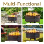 Sunnydaze 29-Inch Wood-Burning Outdoor Fire Pit - Bronze Cauldron Wood Fire Pit for Outside - Includes Poker and Spark Screen - Image 5