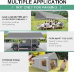 COBIZI 12x20ft Carport Heavy Duty, Portable Garage with Removable Sidewalls (Machine Washable), Ventilated Windows & Built-in Sandbags, Car Canopy for Truck, Boat, SUV, Waterproof, Gray - Image 7