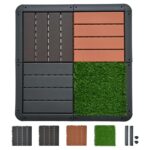 Frepers Interlocking Patio Deck Tiles, Waterproof and Non-Slip, Easy to Clean and Maintain. Ideal Use for Garden/Walkway/Balcony/Yard/Porch Decor, Home Décor, Plastic Material.(Brown 9pcs)