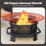 Verdeluxe 32 Inch Octagonal Outdoor Fire Pit,Wood Burning Fire Pit with Fire Poker,Firepits for Outside Bonfire,Camping,Backyard, Garden,Patio - Image 4