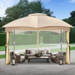 COWVIE Gazebo Replacement Netting Screen, 10' x 12' Universal Gazebo 4-Panel Mosquito Sidewalls with Double Zippers for Outdoor Patio (Only Netting) - Image 7
