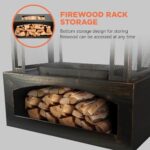 Red Mountain Valley 37" Fire Pits with Wood Storage for Outside, Large Wood Burning Outdoor Fireplace with Chimney, Mesh Spark Screen & Fire Poker, Idea for Backyard, Patio, Party, Camping, Picnic - Image 6