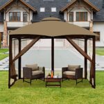 Gazebo Universal Replacement Mosquito Netting – Hugline 10' x 12' Outdoor Mesh Netting Screen 4-Panel Sidewall Curtain with Zipper (Brown) - Image 6