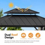 Modern Shade The Horizon Hardtop Gazebo 10' x 12' with 4 LED Lights, Permanent Outdoor Gazebo with Galvanized Steel Double Roof, Grill Pavilion with Decor Hooks, Mosquito Nettings, Black - Image 7