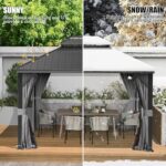 Domi 10’ X 14’ Hardtop Gazebo Canopy with Netting & Curtains, Outdoor Metal Gazebo with Galvanized Steel Double Roof for Patio Lawn and Garden, Gray - Image 9