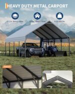 Garveelife 20'x20'x13' Metal Carport for 2 Cars, Heavy Duty Car Ports for Heavy Snow, Reinforced Frame, Tall Metal Car Ports for Bass Boats, Full-Sized Pickup Trucks, and Tractors, N.W. 800 Lbs - Image 6