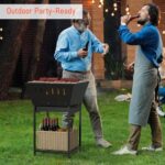 24 Inch Outdoor Fire Pit Square Wood Burning Smokeless Firepit with Camping Grill Portable Firepits for Outside Patio Heating Backyard Picnic Bonfire and BBQ, Black - Image 6