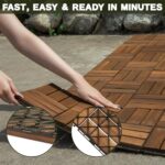 VICTORY RELAX Interlocking Acacia Wood Deck Tiles, 9-Pack, 12 Slats, Waterproof Outdoor Flooring for Patio, Balcony, Garden – Natural Finish, 12.2" x 12.2" x 0.7" - Image 5
