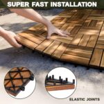 VICTORY RELAX Acacia Wood Decking Tiles 27PCS - Easy Snap Interlocking Deck Tiles for Patio Poolside Balcony Decor - All Weather Waterproof Flooring for Indoor & Outdoor (Round Joints) - Image 3