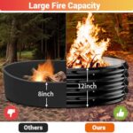 60IN Heavy Duty Fire Pit Ring for Outside - Large Wood Burning Fire Pits&Outdoor Fireplace,High Heat Resistant,12'' Raised,Galvanized Steel Bonfire Pit Portable for Camping,Backyard,Patio - Image 4