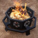 Verdelxue 35 Inch Octagonal Fire Pit with Cooking Grill,Outdoor Wood Burning Fire Pit for Camping Outside Picnic Bonfire,Heavy Duty Firepit for Backyard Garden Patio - Image 2