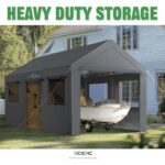 Acepic Carport 10x20ft Heavy Duty Carport Features Roll-up Windows & Doors, Portable Garage with UV Resistant Waterproof All-Season Tarp for Car, Truck, Boat - Image 4