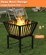 Mondazie Outdoor Fire Pit — 17 Inch Portable with Storage Bag for Camping, Patio Heating, Picnic and BBQ, Trapezoid Vertical Hollow, Black - Image 4